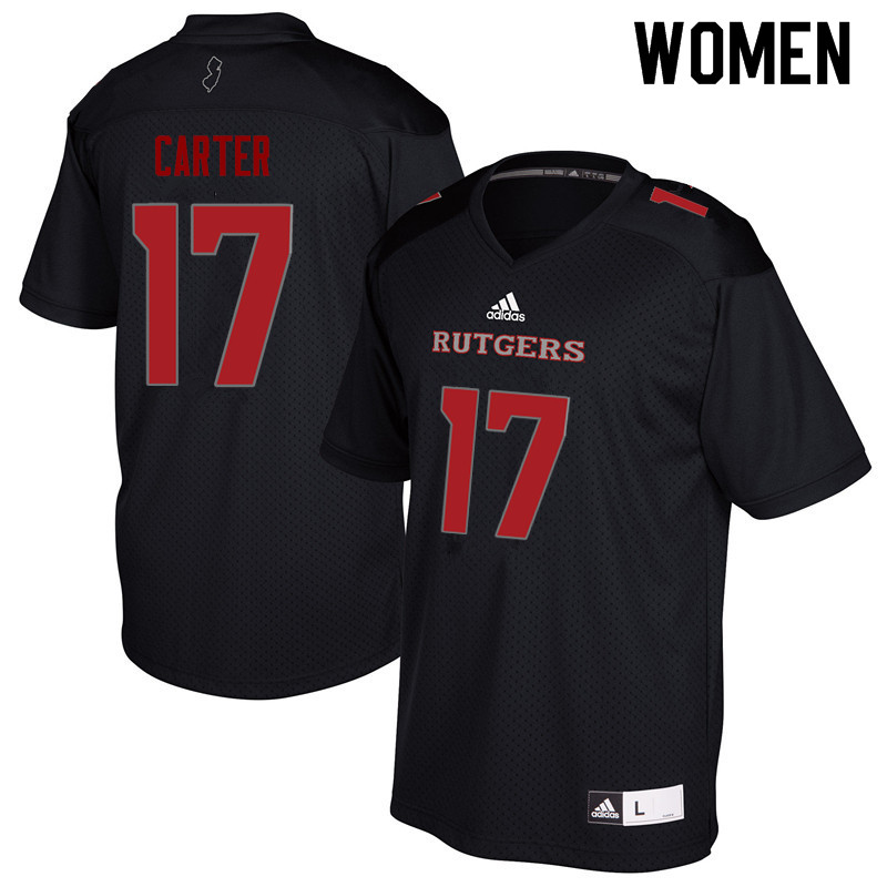 Women #17 McLane Carter Rutgers Scarlet Knights College Football Jerseys Sale-Black